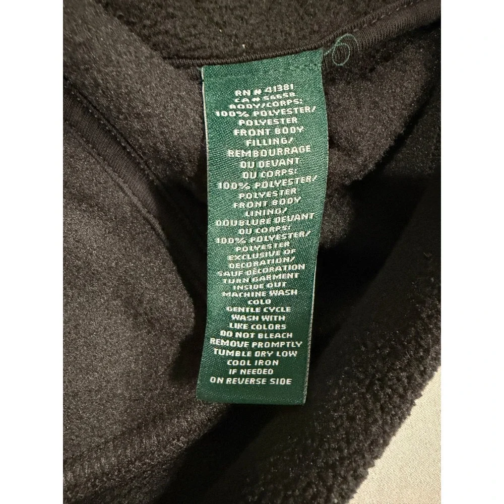 Lauren‎ Ralph Lauren Quilted Fleece Jacket Women's Size Medium Black Cream Zip